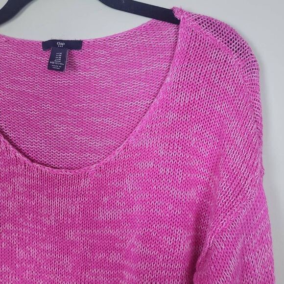 Gap Womens Open Knit Sweater Tunic Size Medium Pink Pullover Boho Beachy Layers - Picture 3 of 7